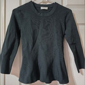 Babaton Aritzia Piers Long Sleeve Peplum Top, Thick Knit, Stretchy Back, EUC!